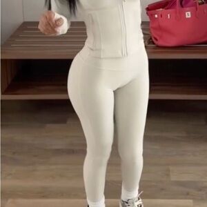 lululemon athletica Cream Leggings and jacket set